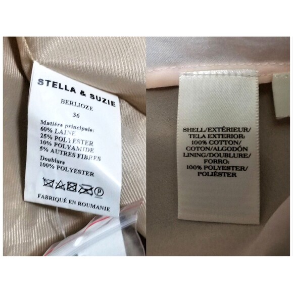 NWT MAISON STELLA & SUZIE Berlioze Plaid Coat Jacket Sz 36 Tan Cream Beige - Picture 8 of 8